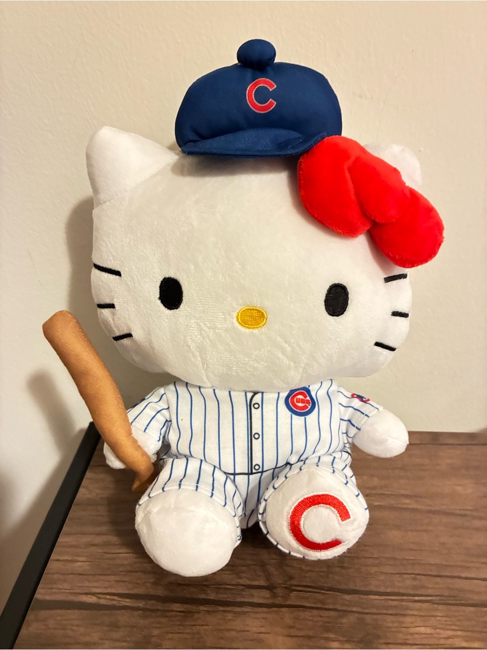 Chicago Cubs 2026 Hello Kitty Plush in Blue Pinstripe Uniform